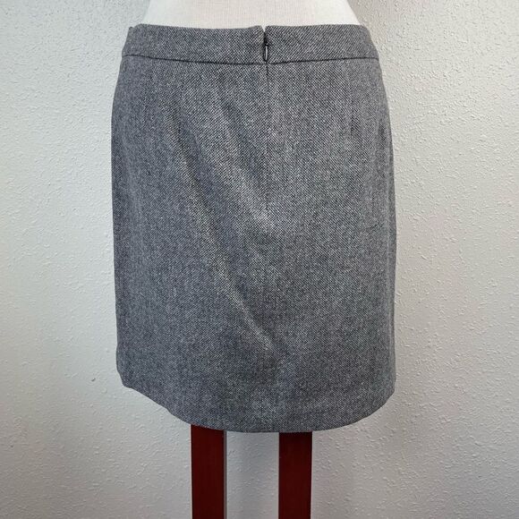 Loft Gray Wool Blend Midi Skirt Size 10 Petite EUC - Picture 5 of 8